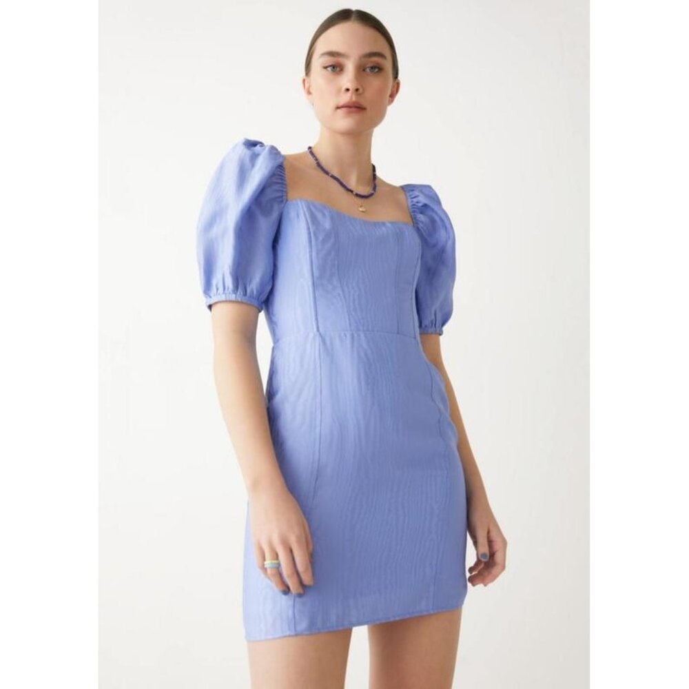 & Other Stories Puff Sleeve Jacquard Mini Dress